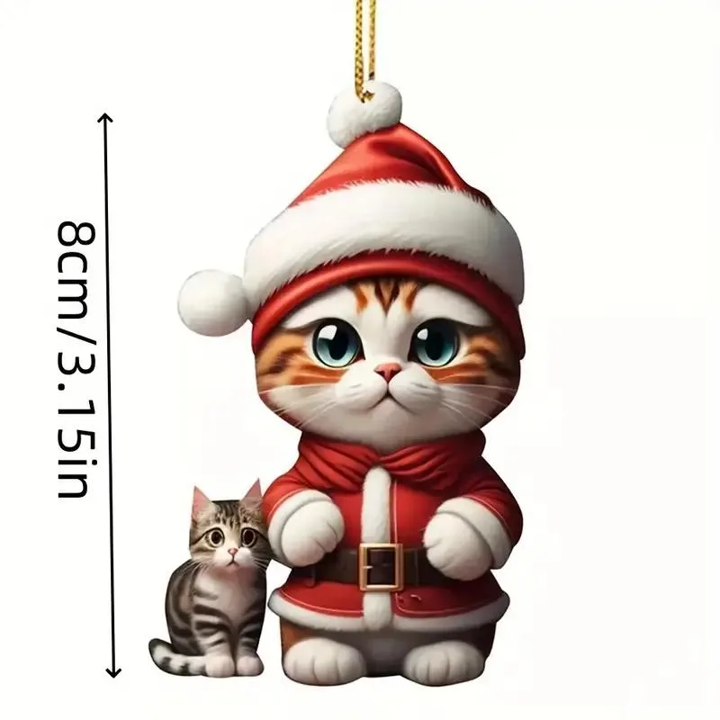 8-Pack Whimsical Cartoon Cat Christmas Ornaments