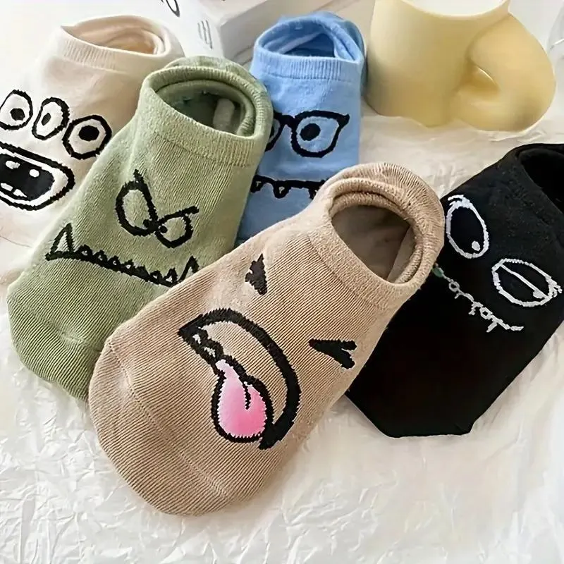 5 Pairs Cartoon Print Socks