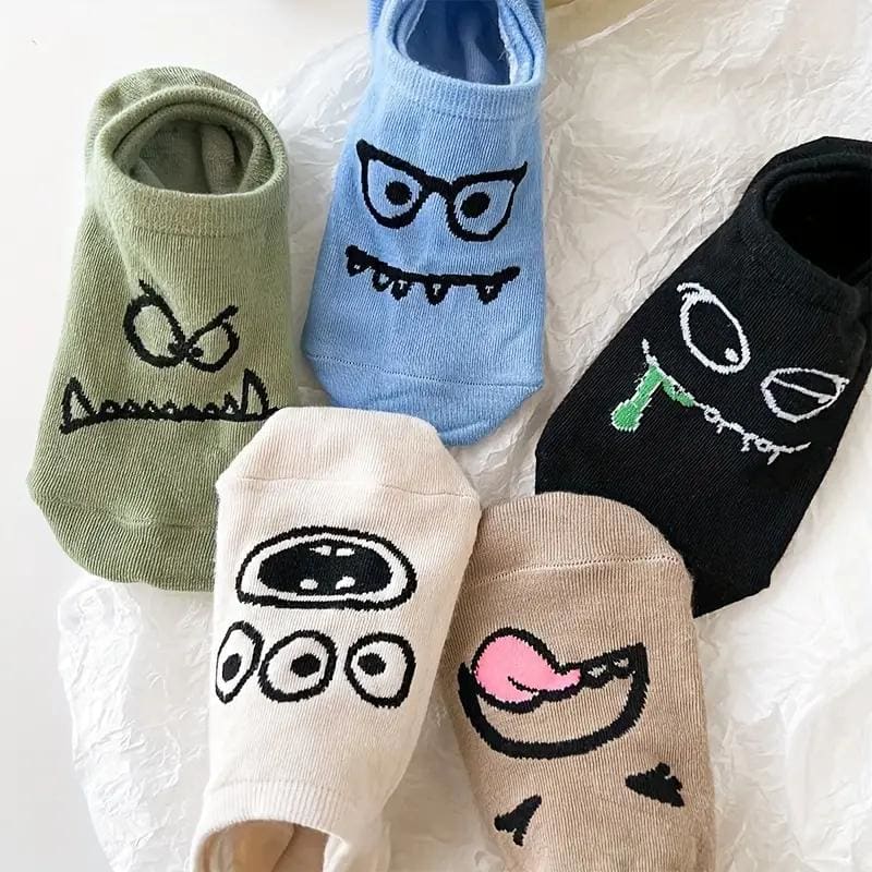 5 Pairs Cartoon Print Socks