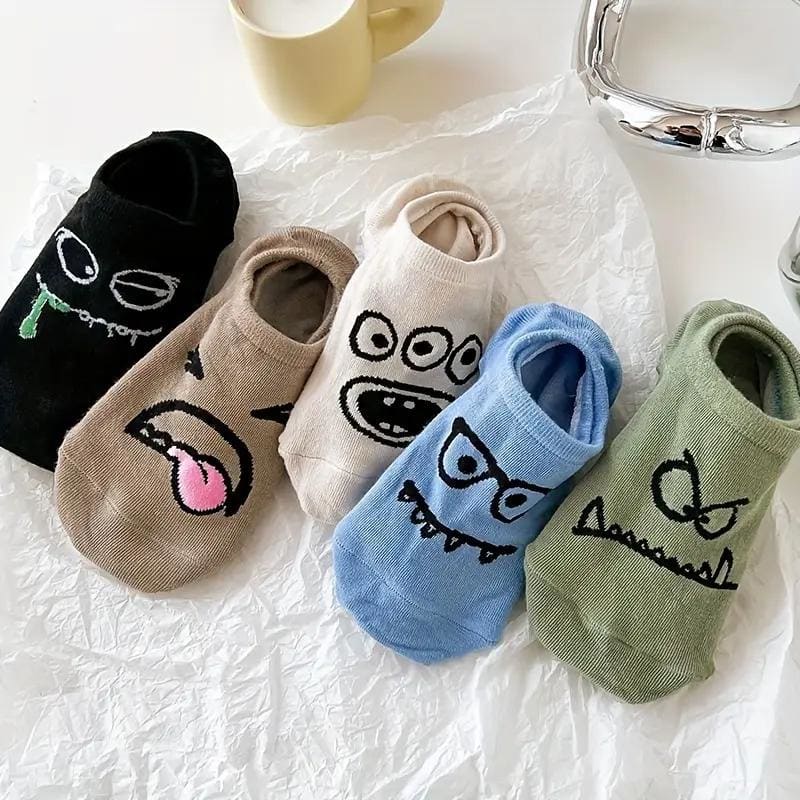 5 Pairs Cartoon Print Socks