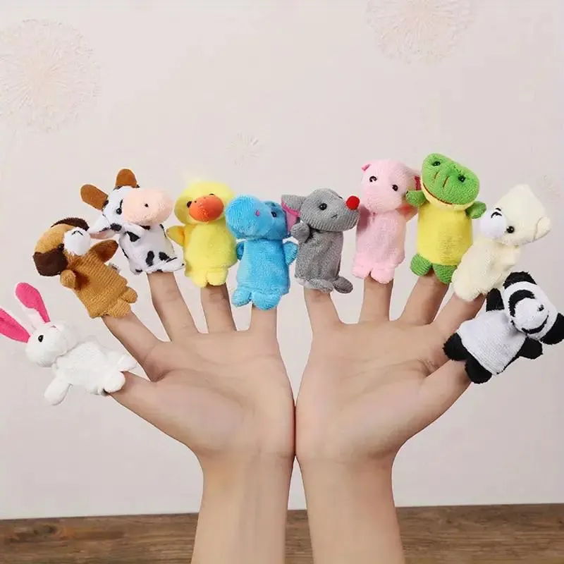 10 Mini Animal Finger Puppets Set