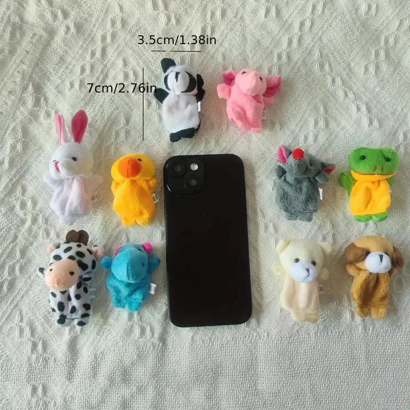 10 Mini Animal Finger Puppets Set