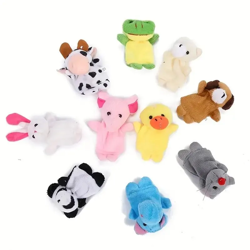 10 Mini Animal Finger Puppets Set