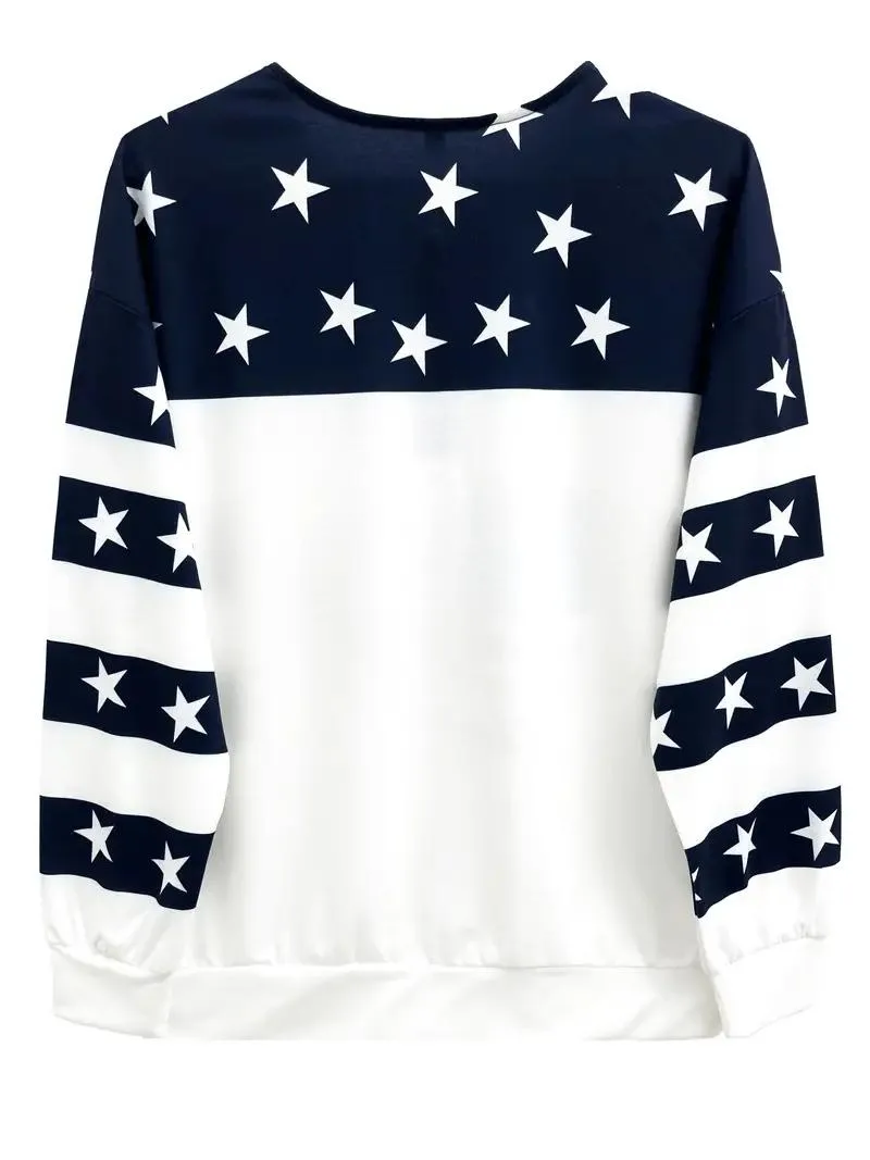 American Flag Print Quarter Zip Sweatshirt
