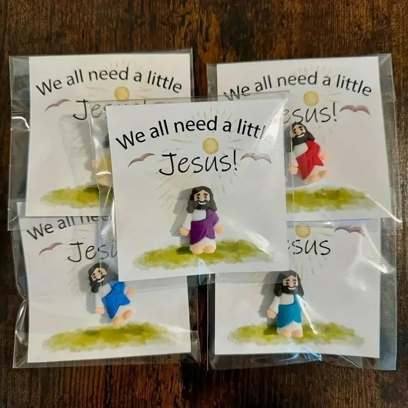 5pcs Mini Jesus Figurines with Inspirational Cards