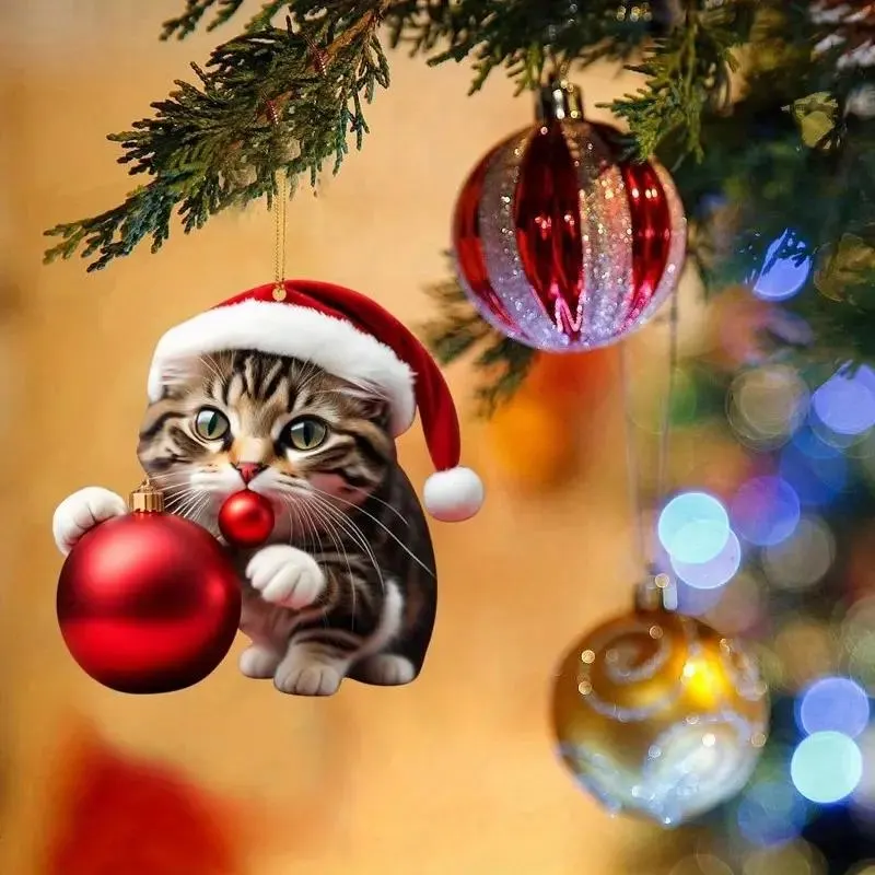 10Pcs Acrylic Cat Ornaments Set