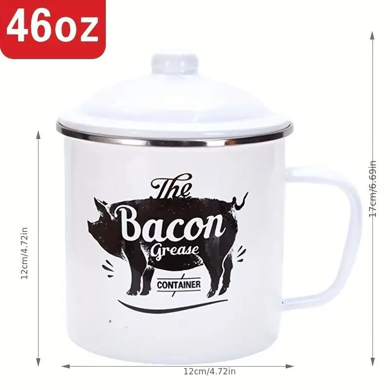 Bacon Grease Container with Strainer - White