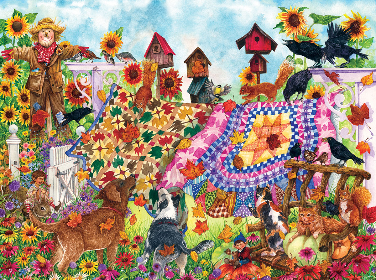 Autumn Garden Quilts Animals Jigsaw Puzzle