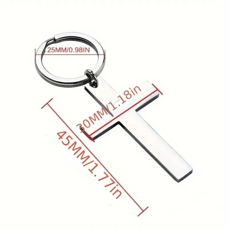 Stainless Steel Cross Keychain with Scripture