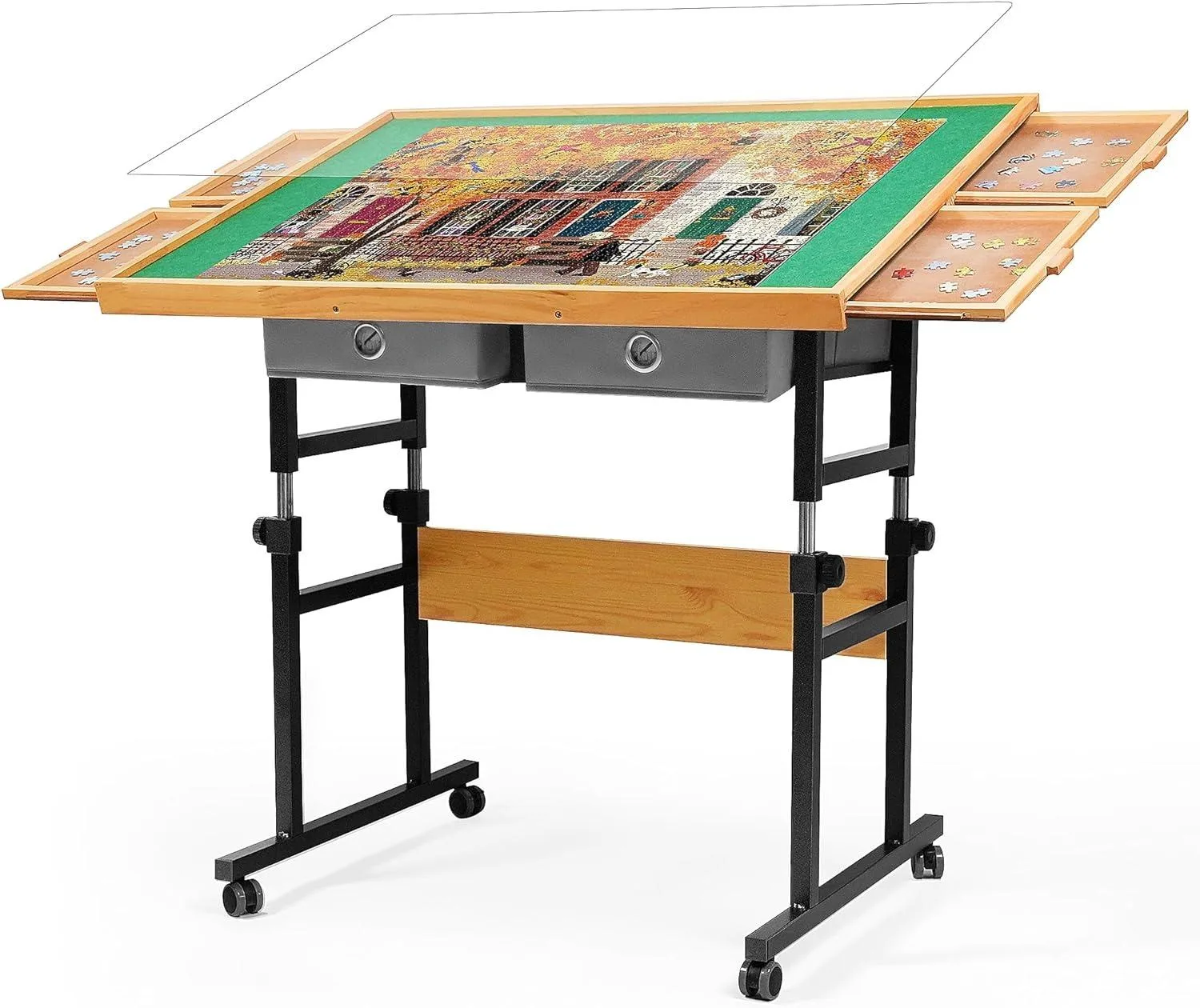Puzzle Table with Wheels, for 1500 Pieces with Drawers and Cover