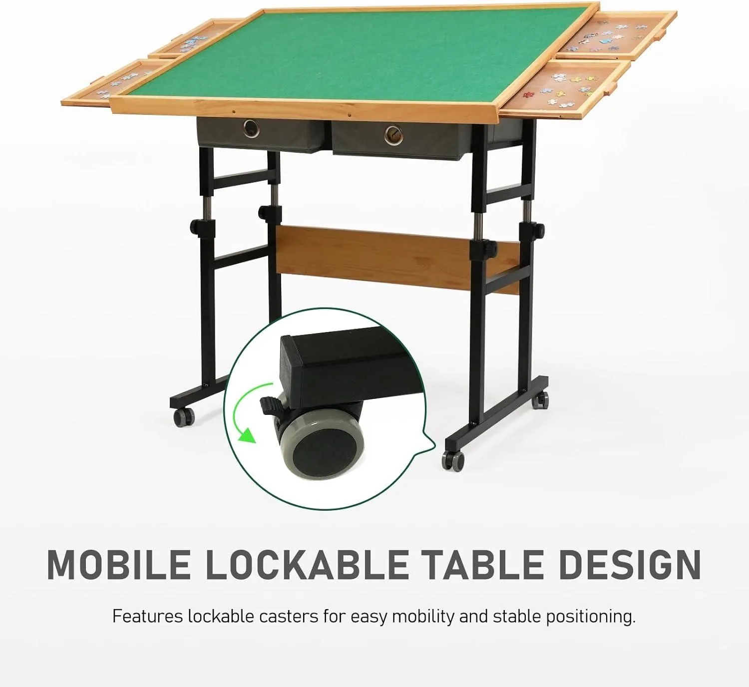 Puzzle Table with Wheels, for 1500 Pieces with Drawers and Cover