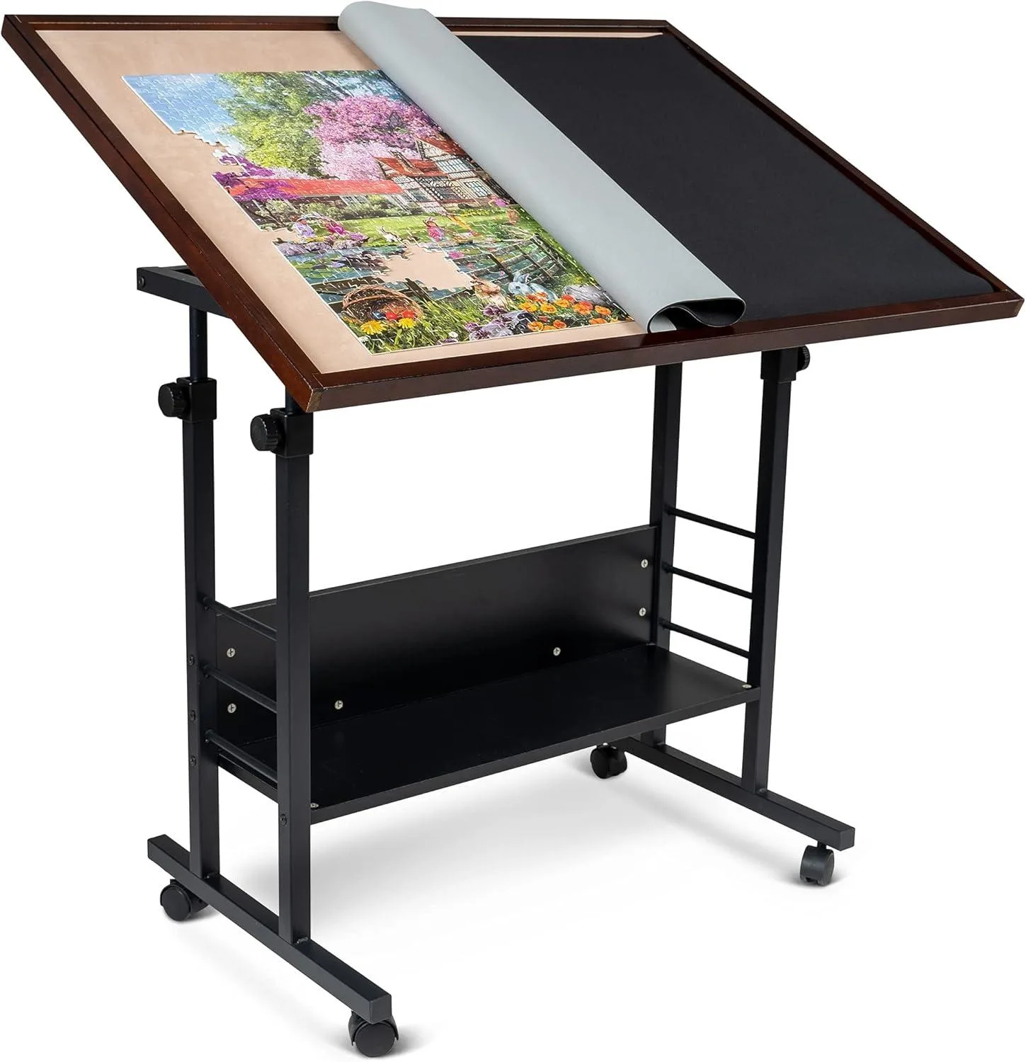 1500 Piece Tilting Puzzle Table with Cover Mat, Puzzle Board with 5 Tilt Angle & Height Adjustment