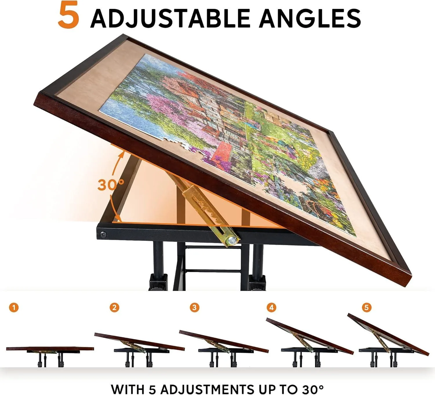 1500 Piece Tilting Puzzle Table with Cover Mat, Puzzle Board with 5 Tilt Angle & Height Adjustment