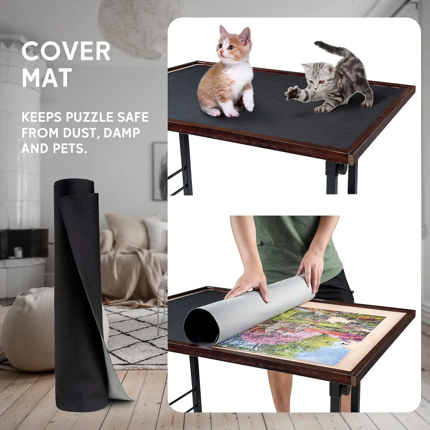 1500 Piece Tilting Puzzle Table with Cover Mat, Puzzle Board with 5 Tilt Angle & Height Adjustment