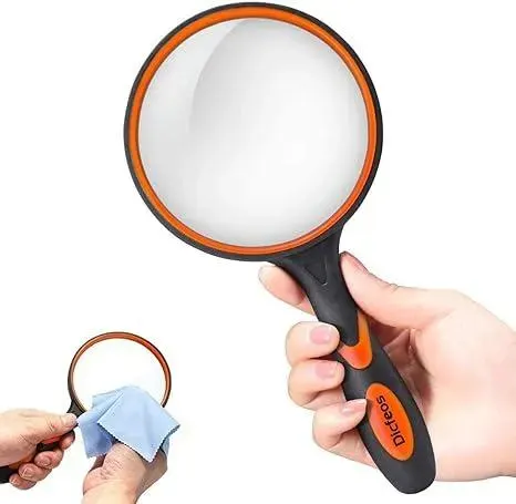 Large Magnifying Glass 10X Handheld Reading Magnifier for Seniors & Kids