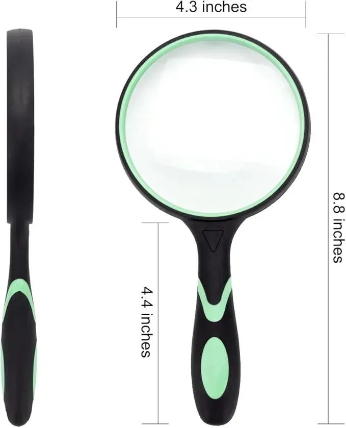 Large Magnifying Glass 10X Handheld Reading Magnifier for Seniors & Kids