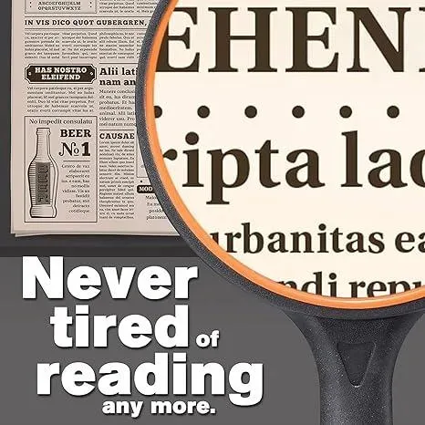 Large Magnifying Glass 10X Handheld Reading Magnifier for Seniors & Kids