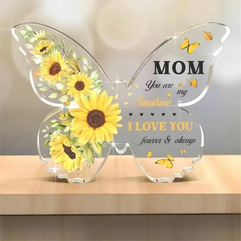 Beautiful Butterfly Shaped Sunflower Acrylic Plaque