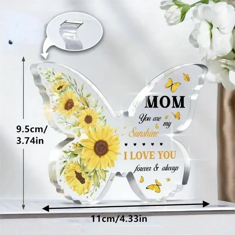 Beautiful Butterfly Shaped Sunflower Acrylic Plaque