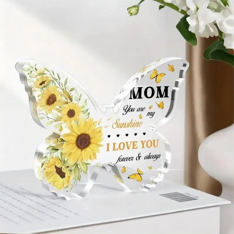Beautiful Butterfly Shaped Sunflower Acrylic Plaque