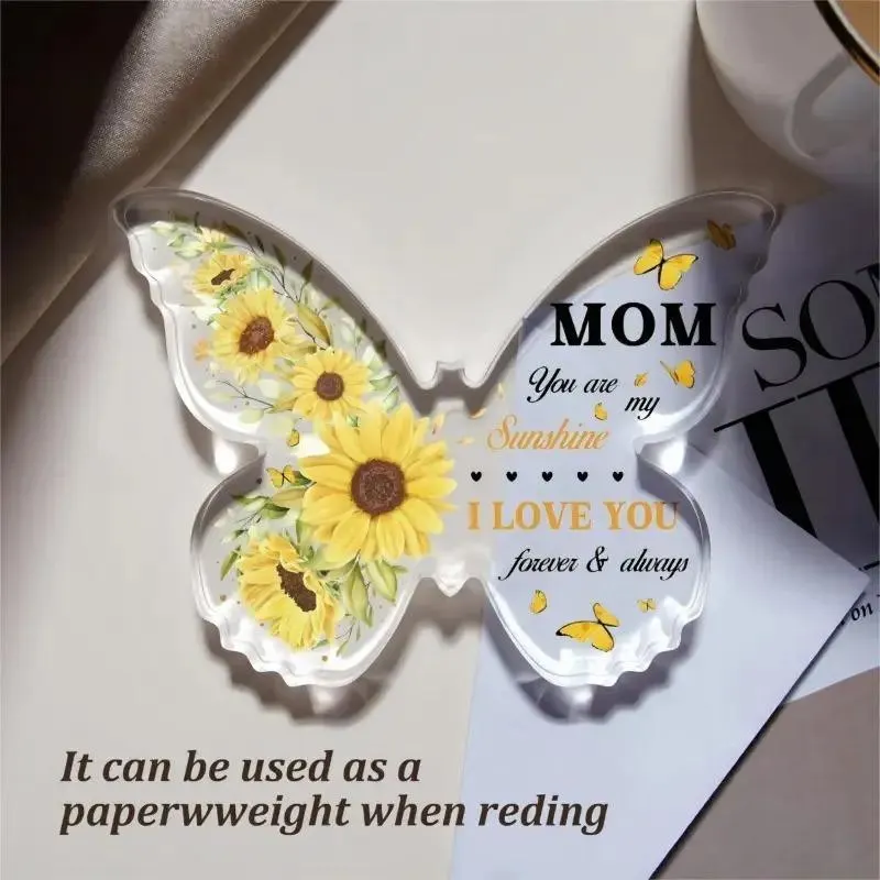 Beautiful Butterfly Shaped Sunflower Acrylic Plaque