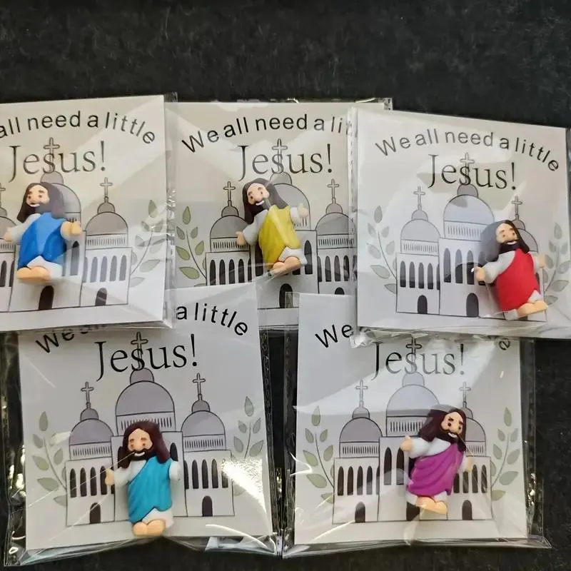 5pcs Mini Jesus Figurine with Inspirational Cards