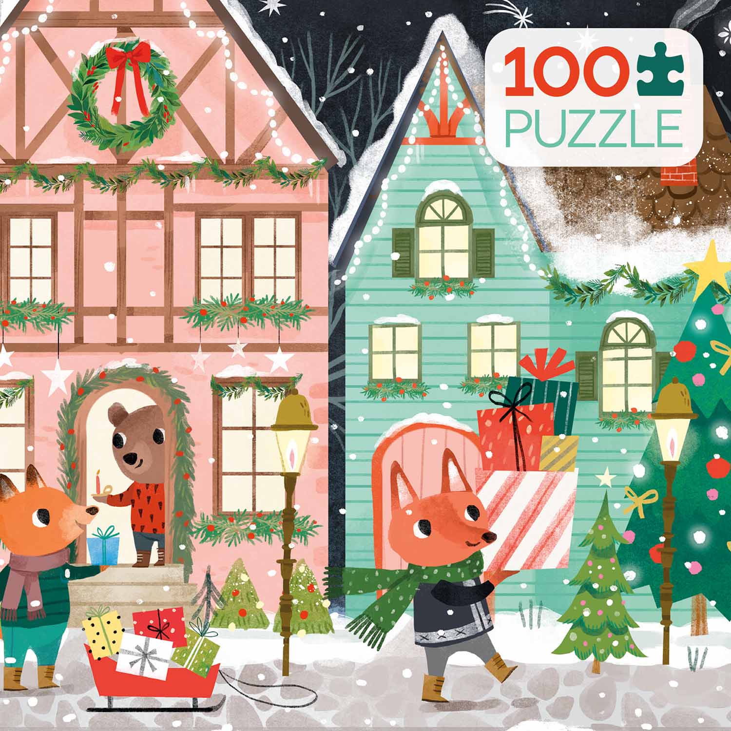 Festive Foxes Animals Jigsaw Puzzle