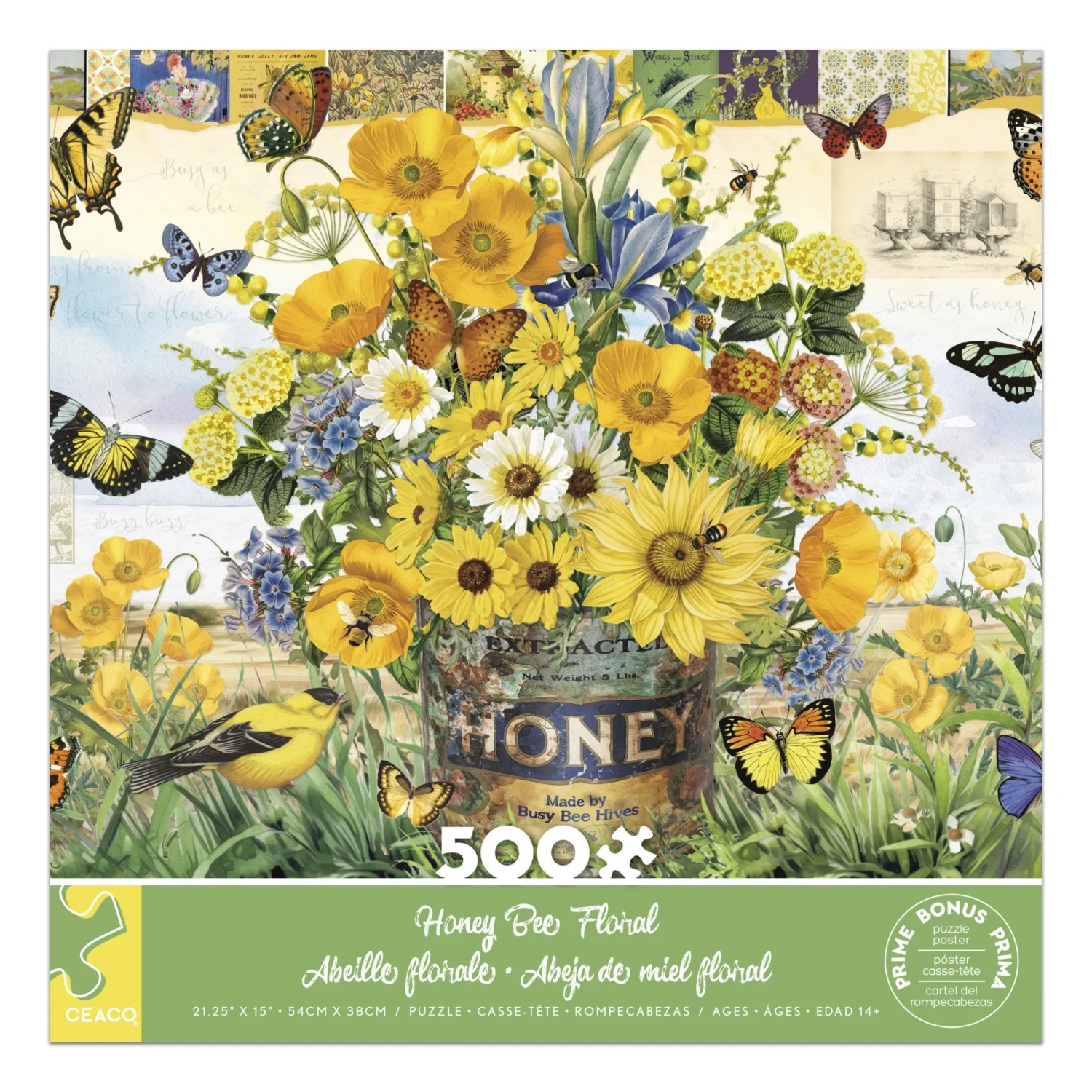 Honey Bee Floral Flower & Garden