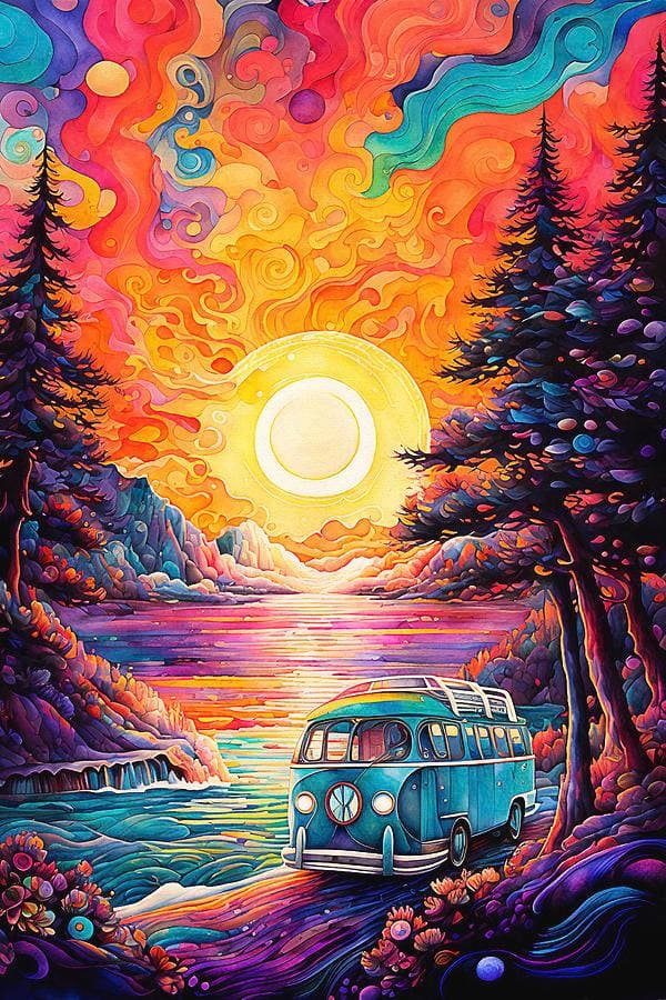 Psychedelic Sunset Fall