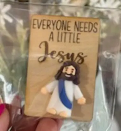 Everyone Needs a Little Jesus - 3 pack of Mini Figurines with Inspirational Card, colors vary Quotes & Inspirational