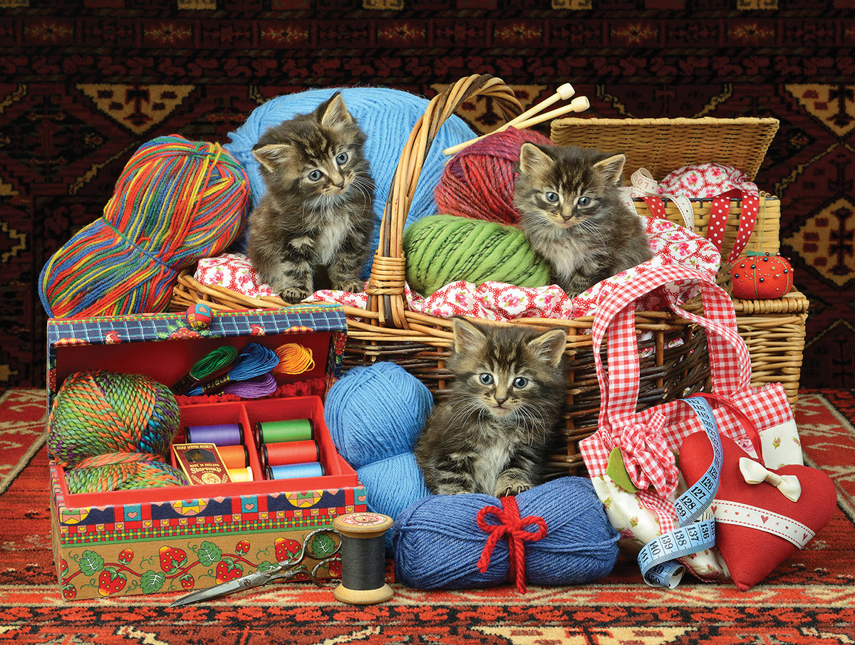 Kittens in the Sewing Basket Quilting & Crafts Jigsaw Puzzle