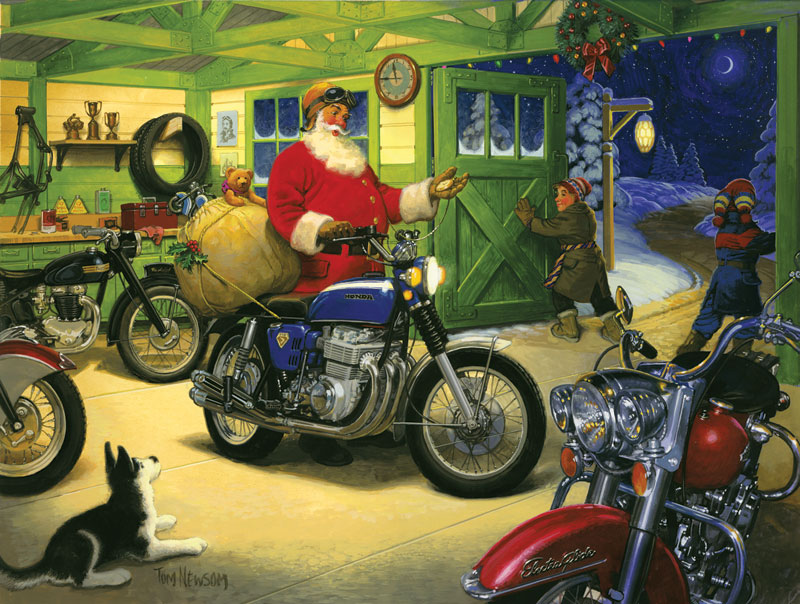 Motorcycle Santa Motorcycle Jigsaw Puzzle