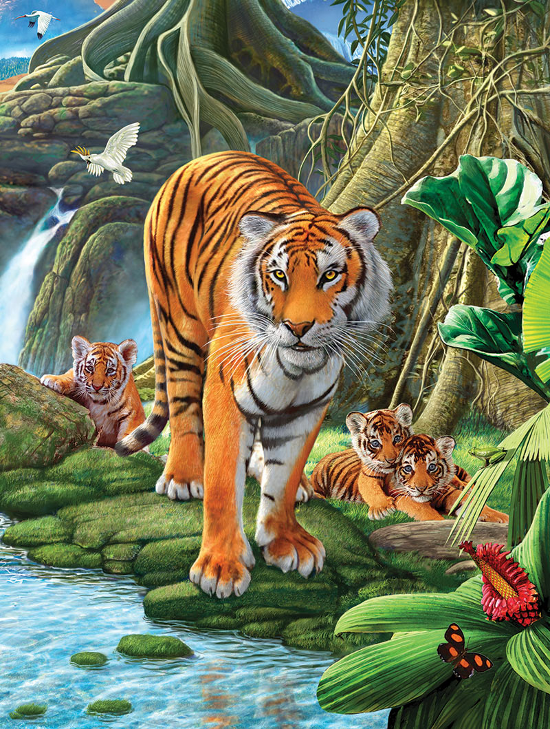 Tiger Two Butterflies and Insects Jigsaw Puzzle