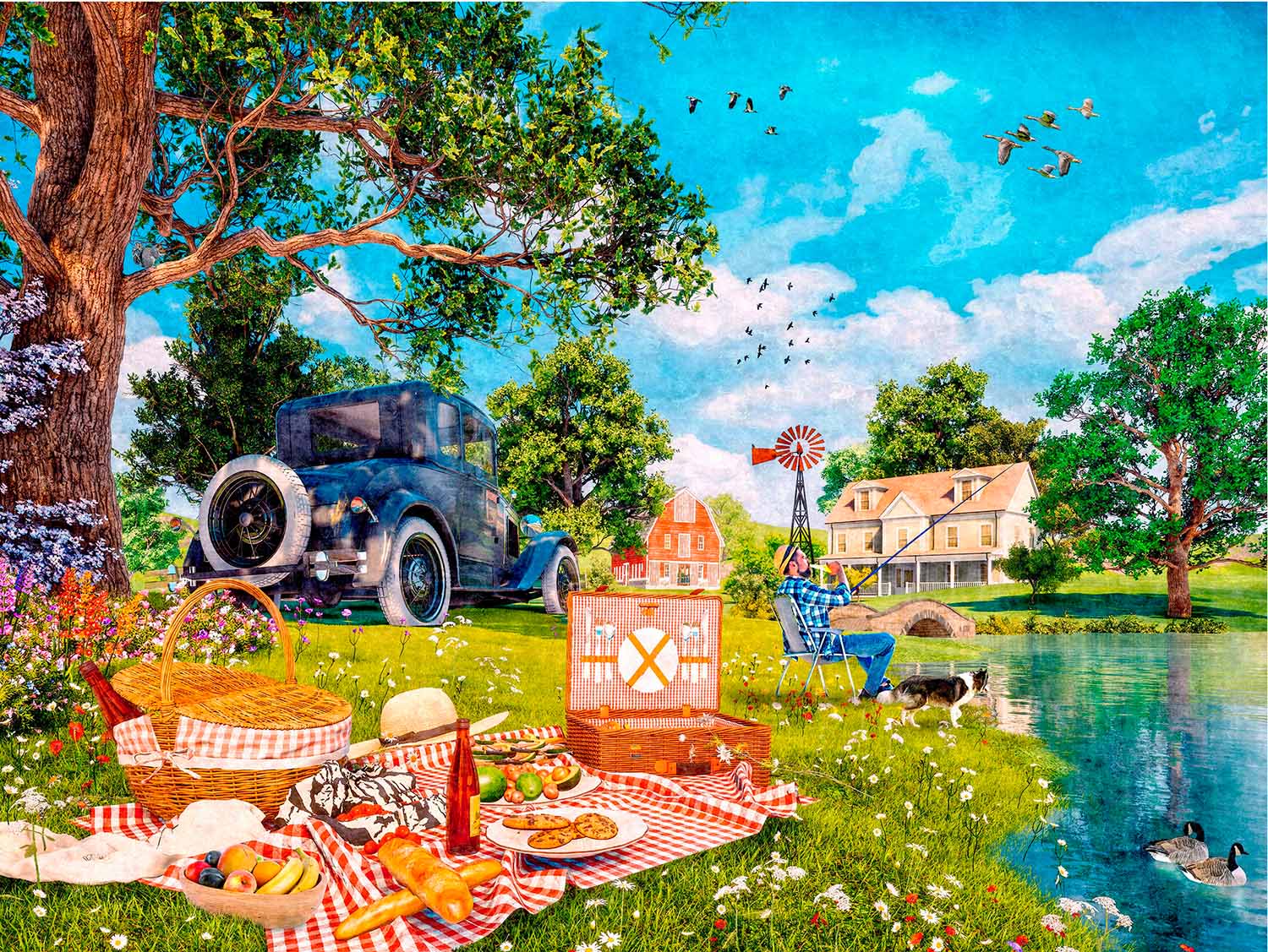 Country Picnic Countryside Jigsaw Puzzle
