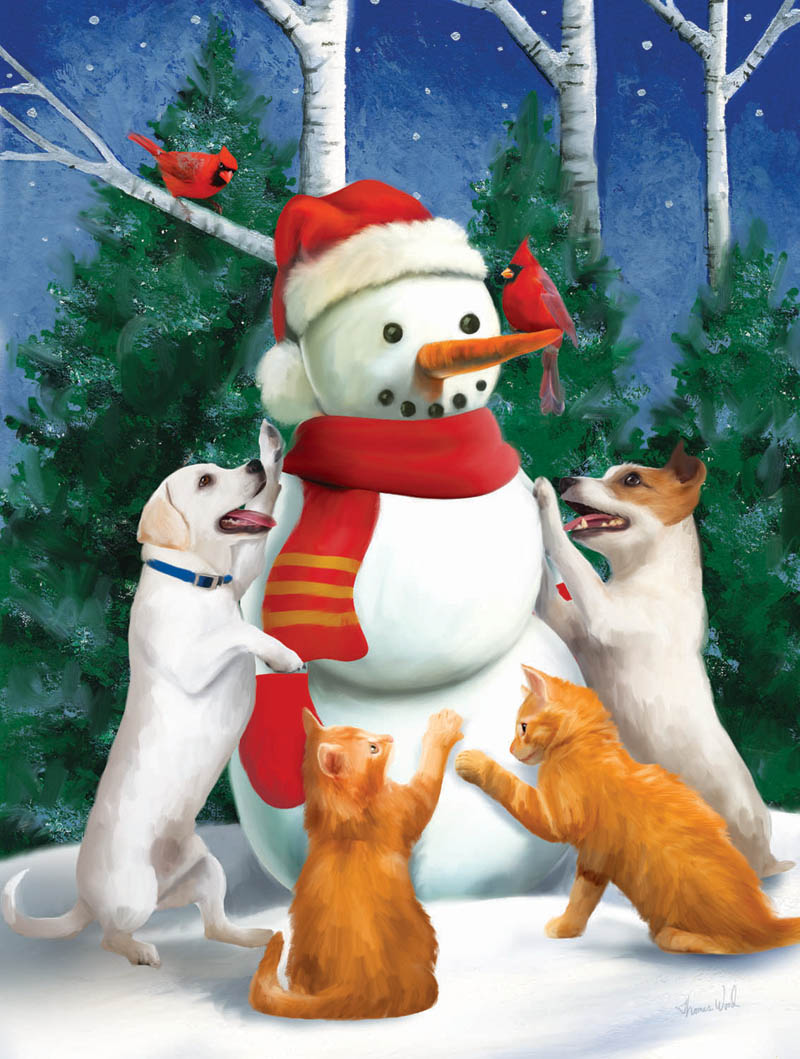 Making a Snowman Cats Jigsaw Puzzle