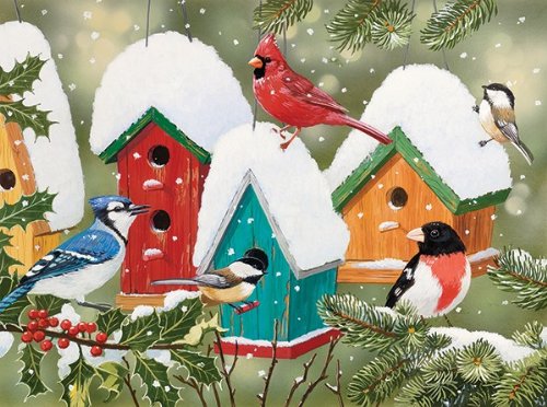 Winter Village Birds Jigsaw Puzzle