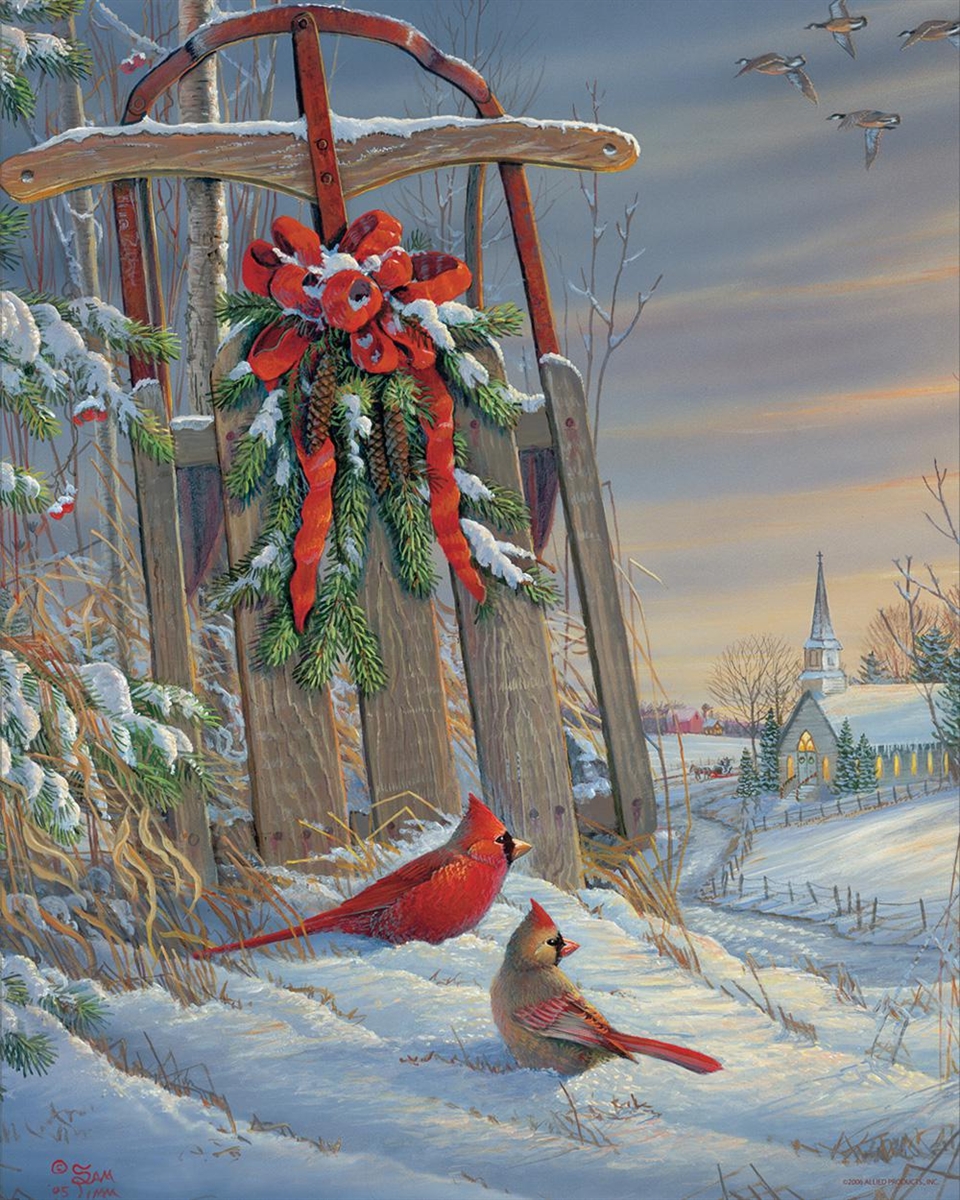 Winter Red Birds Birds Jigsaw Puzzle