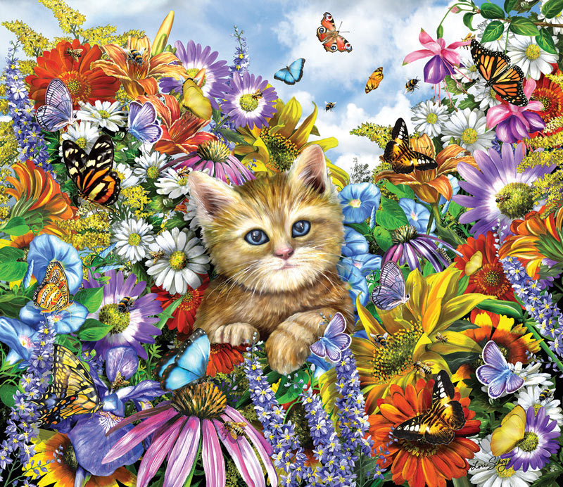 Kitty in the Garden Cats Jigsaw Puzzle