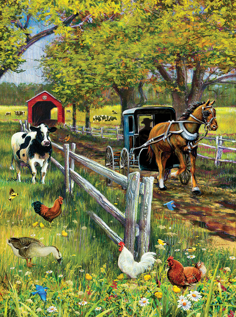 Horse and Buggy Countryside Jigsaw Puzzle