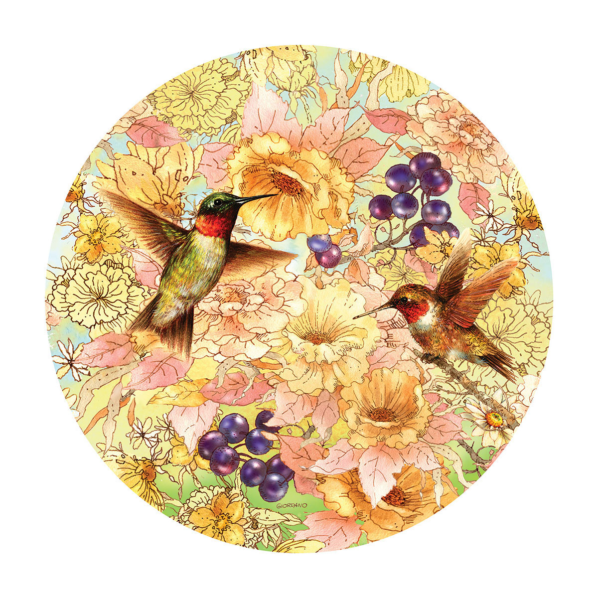 Hummingbirds and Berries Birds Shaped Puzzle