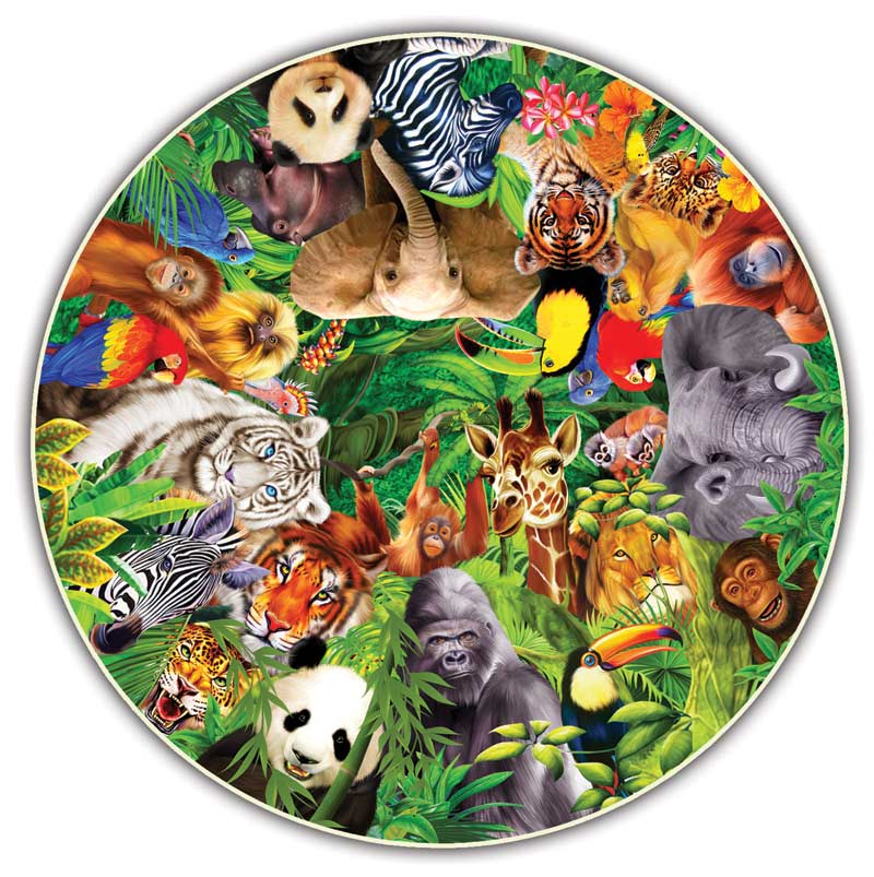 Wild Animals (Round Table Puzzle) Jungle Animals Jigsaw Puzzle