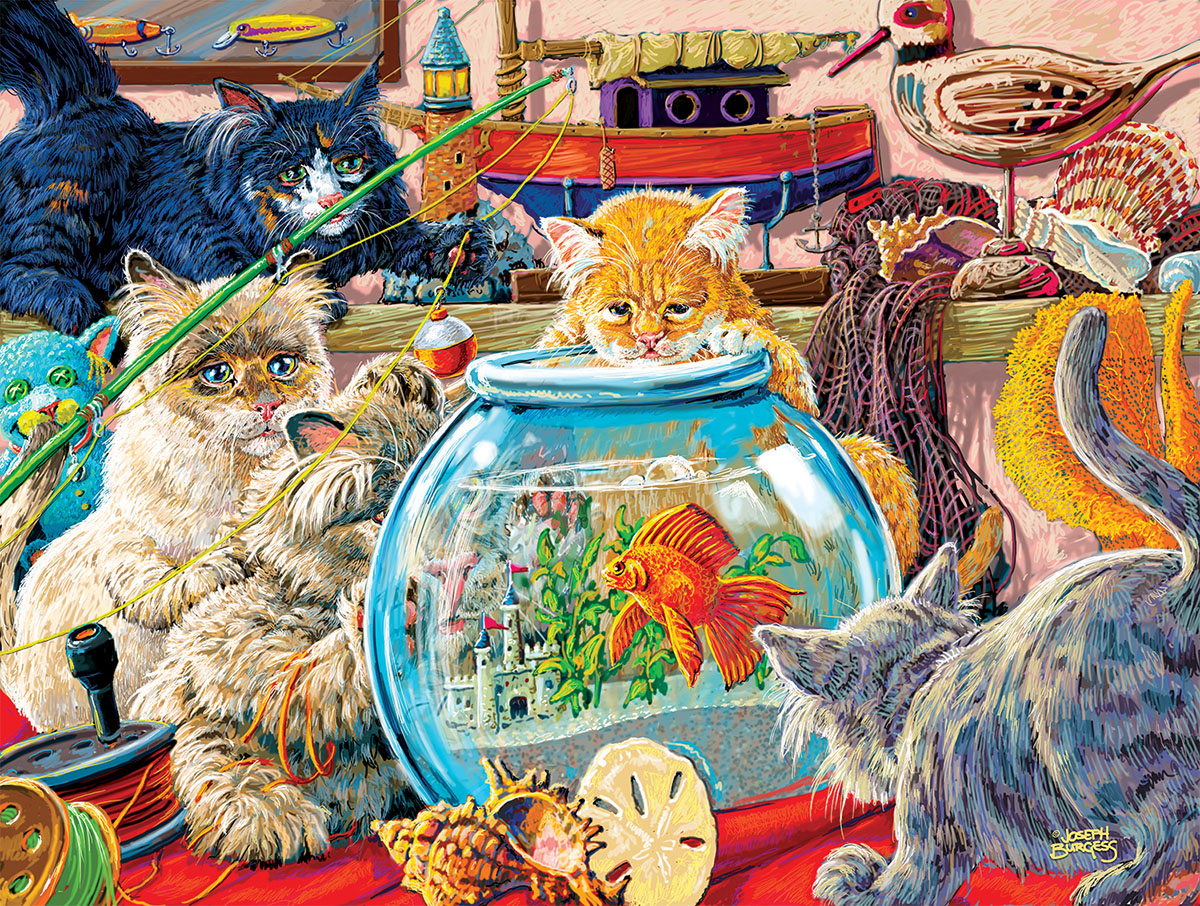 Somethings Fishy Cats Jigsaw Puzzle