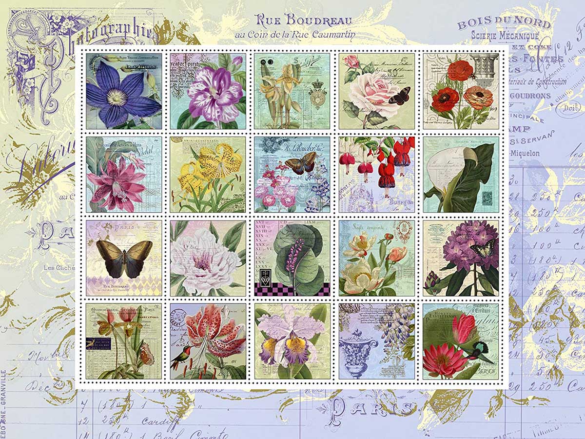 Nostalgia Stamps Flower & Garden Jigsaw Puzzle