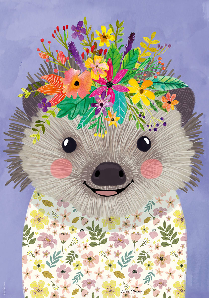 Floral Friends, Funny Hedgehog Animals