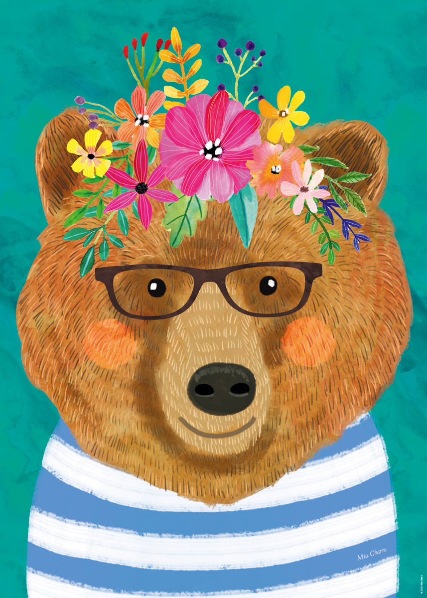 Floral Friends, Gentle Bruin Bear