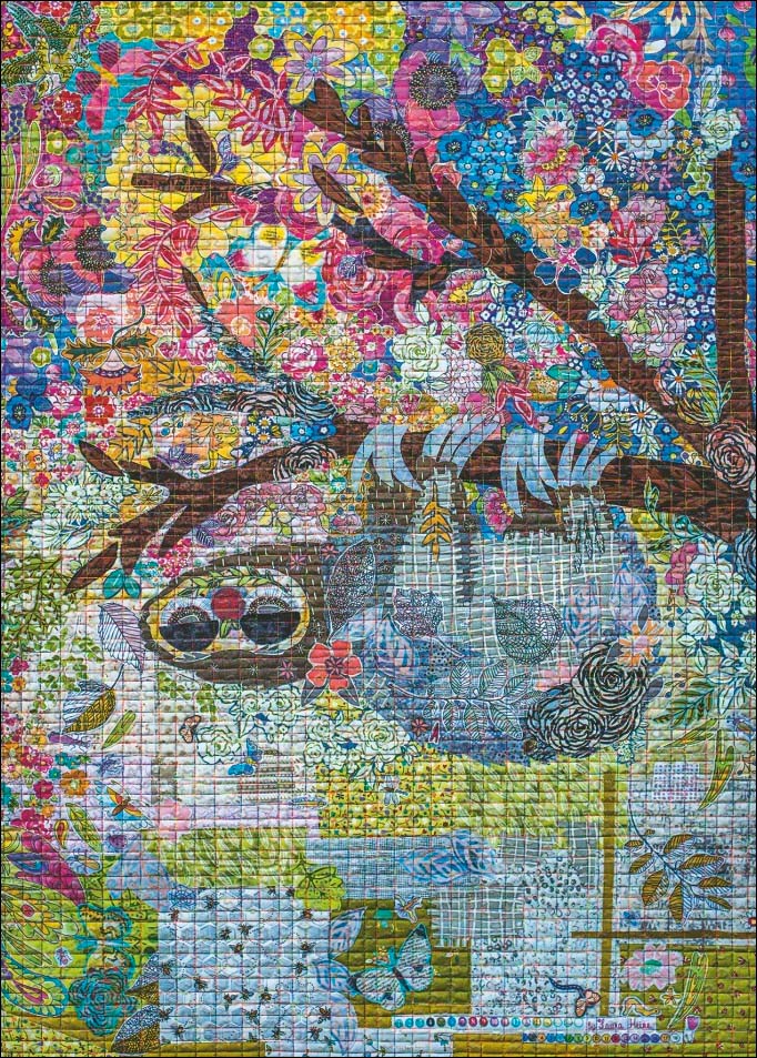 Quilt Art, Sewn Sloth Animals Jigsaw Puzzle