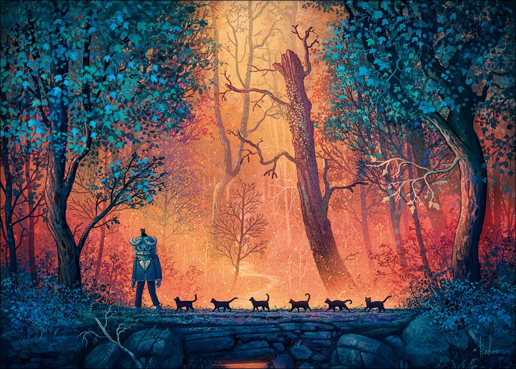Woodland March Inner Mystic Cats Jigsaw Puzzle