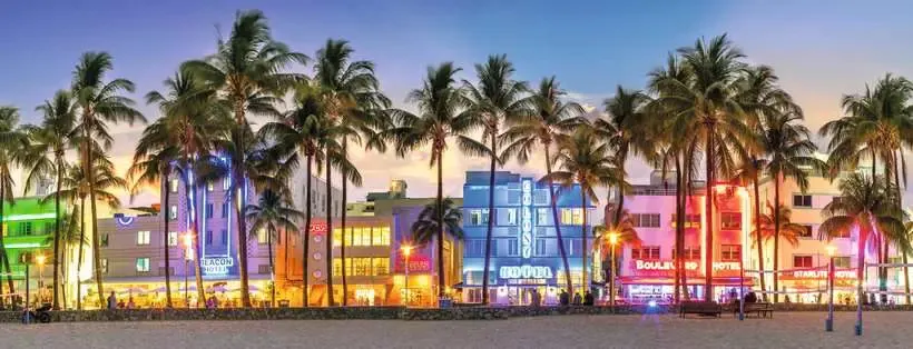 Night Glow on Ocean Drive Panoramic
