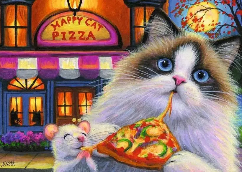 Happy Cat Pizza Cats