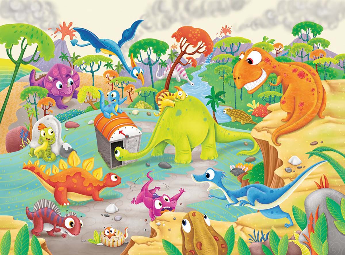 Time Traveling Dinos Dinosaurs Jigsaw Puzzle